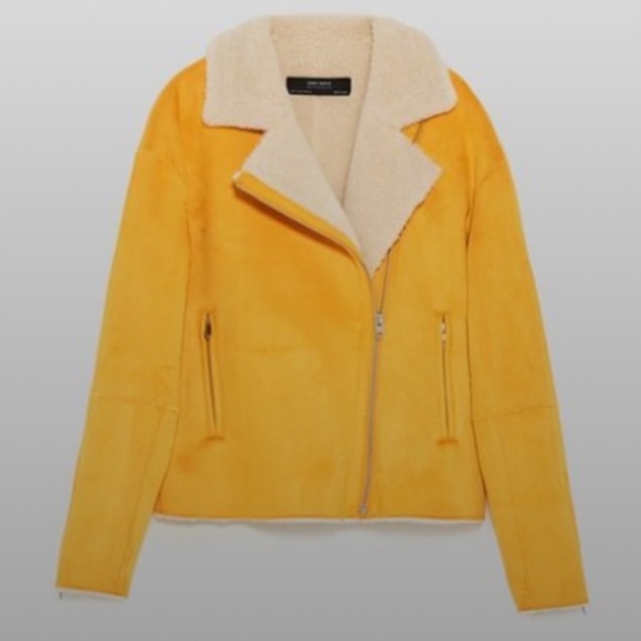Zara Faux suede and shearling moto jacket - Picture 7 of 7